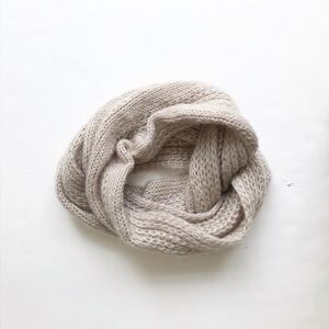 Beige acrylic chunky knit infinity scarf